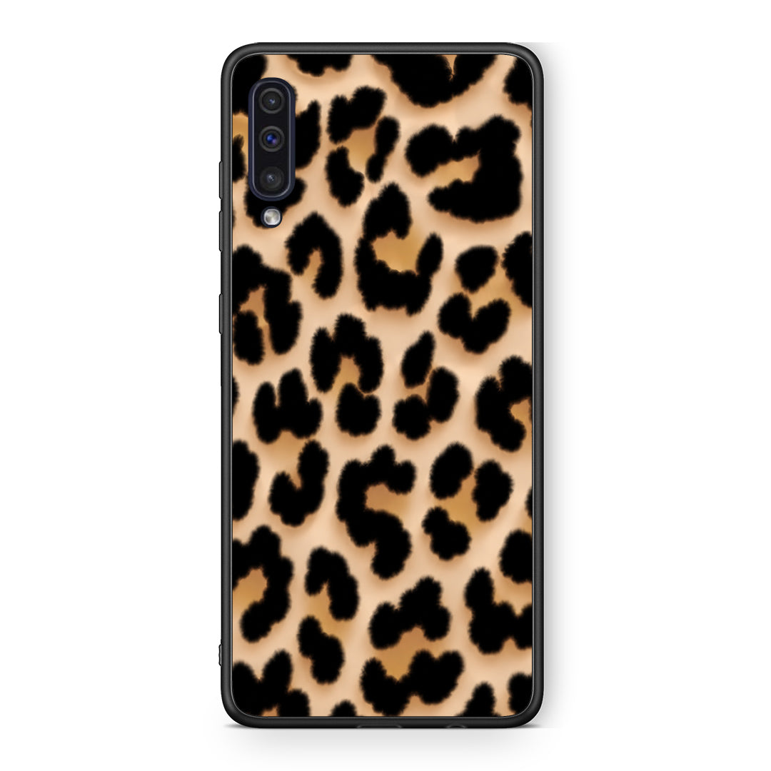 Θήκη Samsung Galaxy A50 / A30s Leopard Print Tan Large από τη Smartfits με σχέδιο στο πίσω μέρος και μαύρο περίβλημα | Samsung Galaxy A50 / A30s Leopard Print Tan Large case with colorful back and black bezels