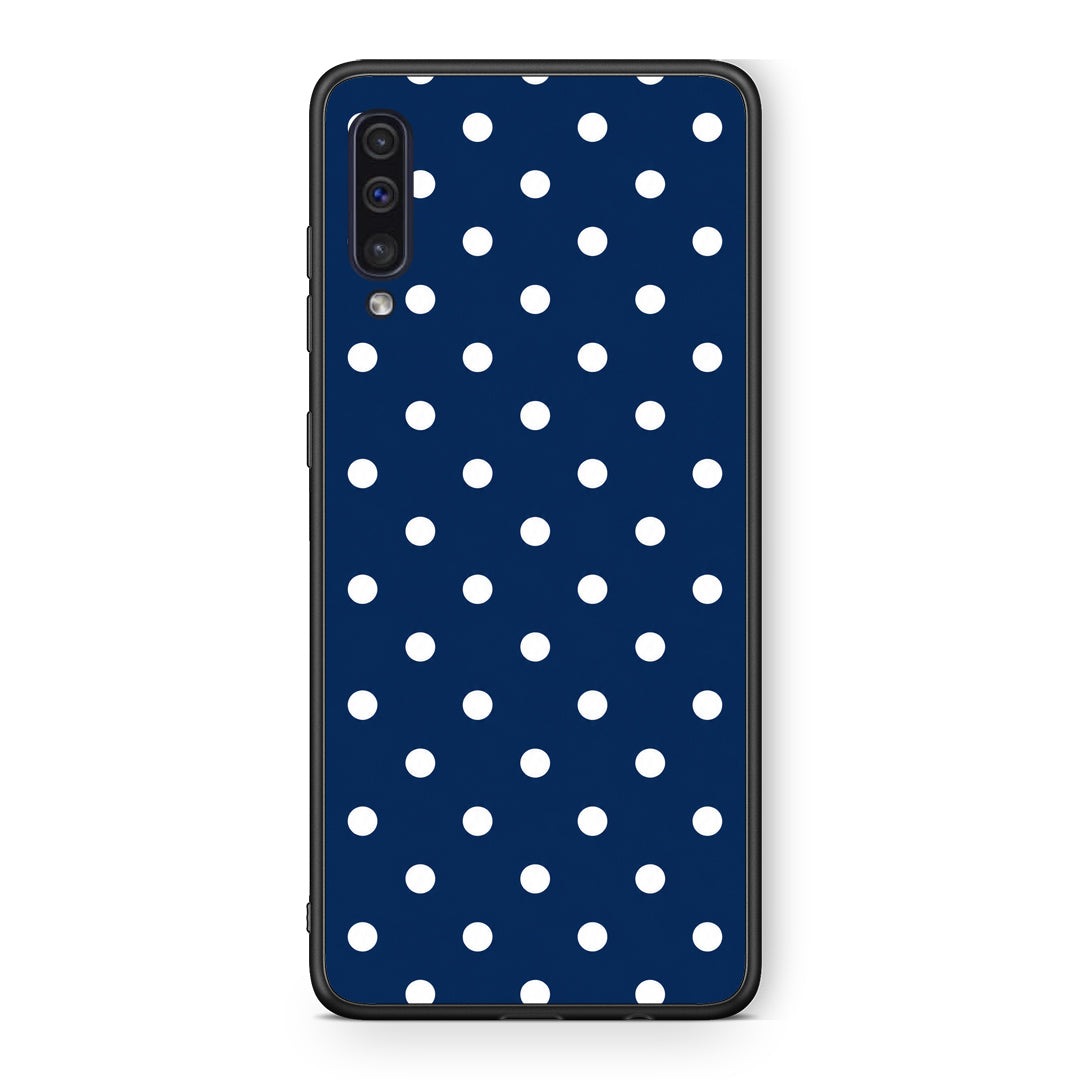 Θήκη Samsung Galaxy A50 / A30s White Small Polka Dots on Navy από τη Smartfits με σχέδιο στο πίσω μέρος και μαύρο περίβλημα | Samsung Galaxy A50 / A30s White Small Polka Dots on Navy case with colorful back and black bezels