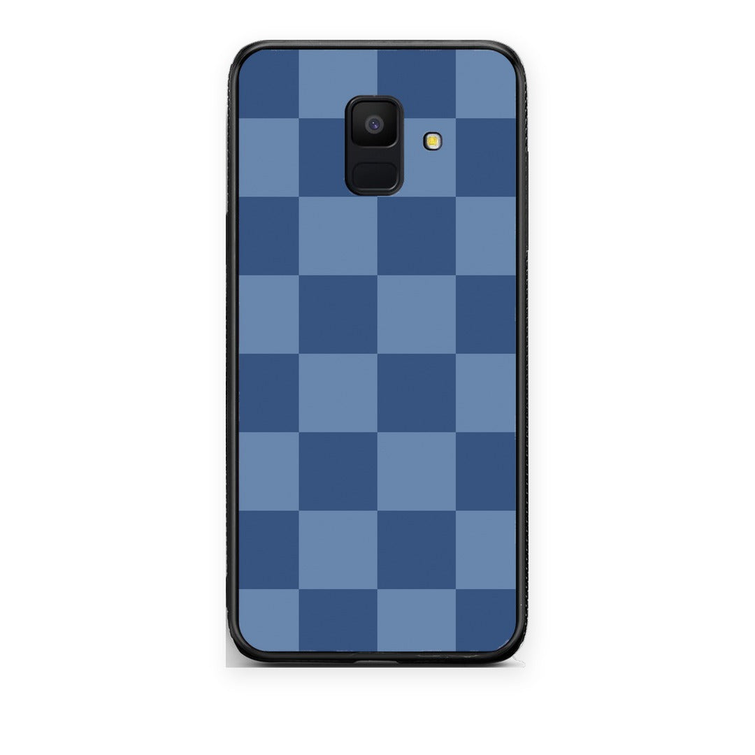 Θήκη Samsung Galaxy A6 2018 Denim Blue Checkerboard από τη Smartfits με σχέδιο στο πίσω μέρος και μαύρο περίβλημα | Samsung Galaxy A6 2018 Denim Blue Checkerboard case with colorful back and black bezels