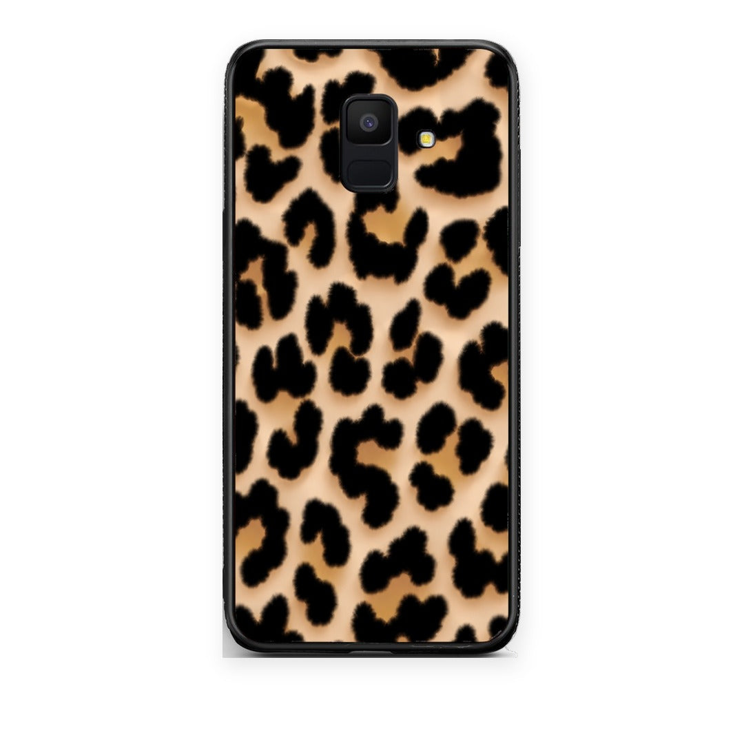Θήκη Samsung Galaxy A6 2018 Leopard Print Tan Large από τη Smartfits με σχέδιο στο πίσω μέρος και μαύρο περίβλημα | Samsung Galaxy A6 2018 Leopard Print Tan Large case with colorful back and black bezels