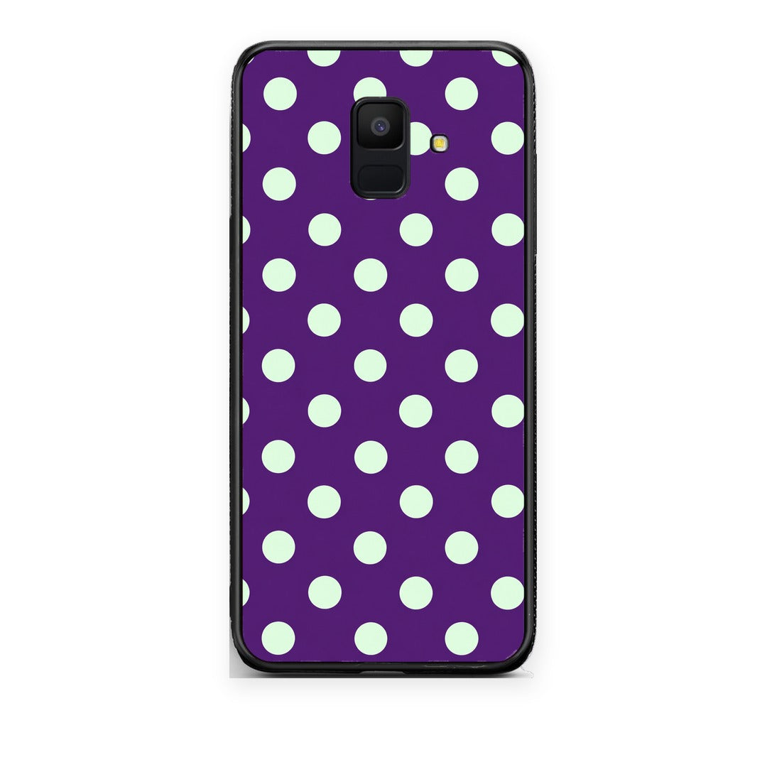 Θήκη Samsung Galaxy A6 2018 Mint Polka Dots on Purple από τη Smartfits με σχέδιο στο πίσω μέρος και μαύρο περίβλημα | Samsung Galaxy A6 2018 Mint Polka Dots on Purple case with colorful back and black bezels