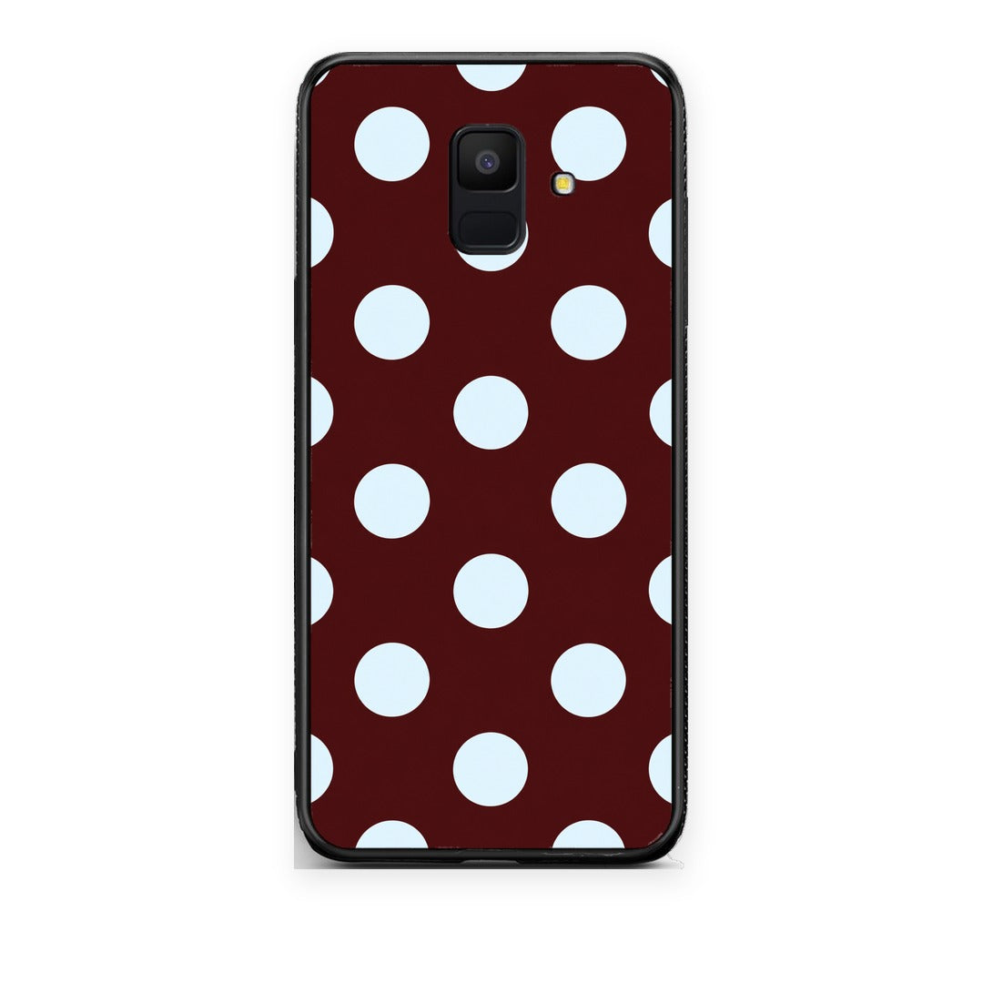 Θήκη Samsung Galaxy A6 2018 Pale Blue Large Polka Dots on Burgundy από τη Smartfits με σχέδιο στο πίσω μέρος και μαύρο περίβλημα | Samsung Galaxy A6 2018 Pale Blue Large Polka Dots on Burgundy case with colorful back and black bezels