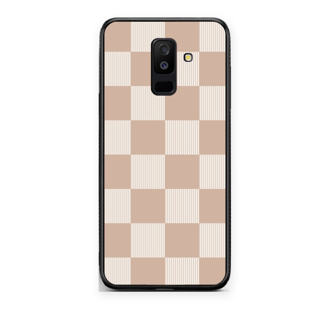 Θήκη Samsung Galaxy A6+ 2018 Latte and Cream Striped Checks από τη Smartfits με σχέδιο στο πίσω μέρος και μαύρο περίβλημα | Samsung Galaxy A6+ 2018 Latte and Cream Striped Checks case with colorful back and black bezels