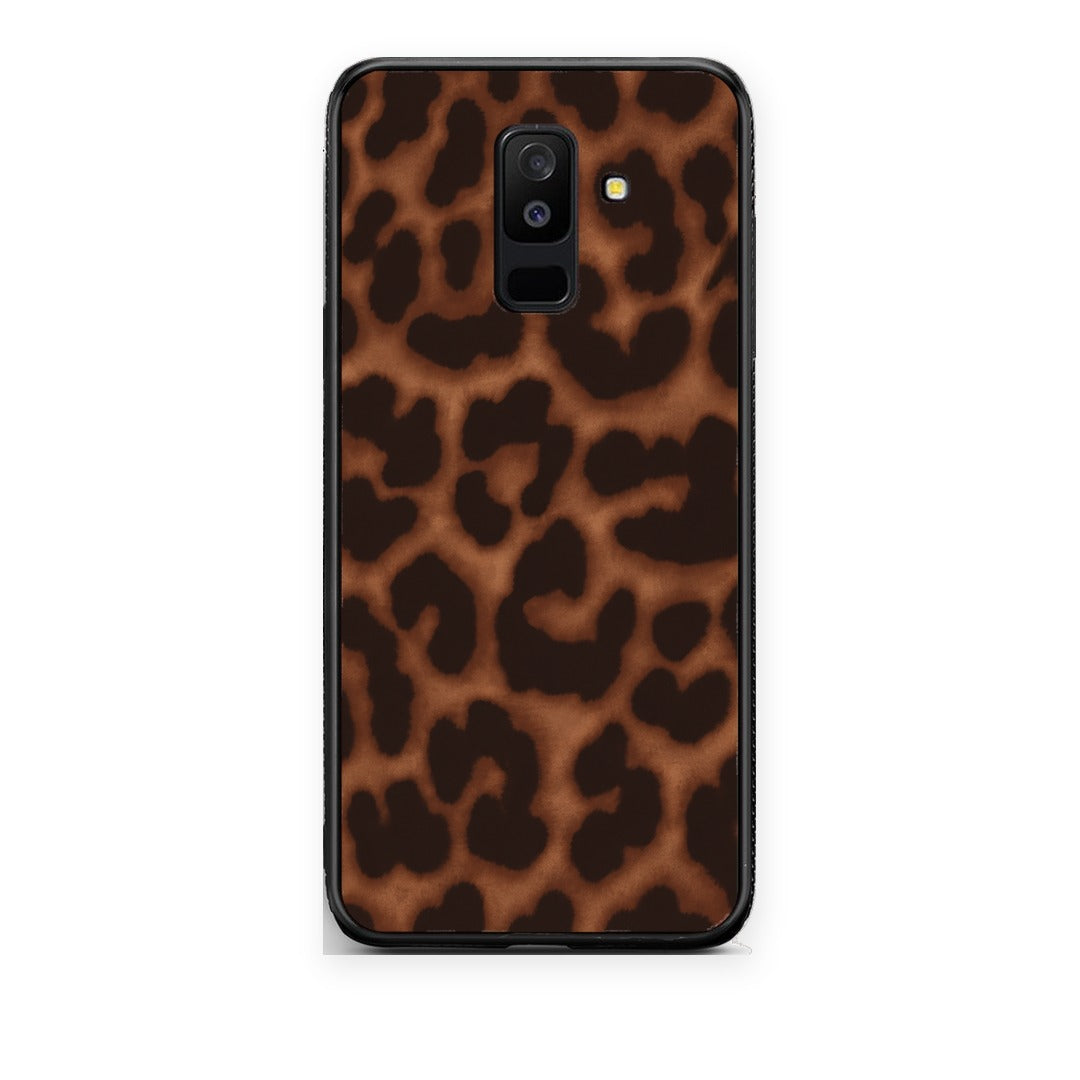 Θήκη Samsung Galaxy A6+ 2018 Leopard Print Dark Brown από τη Smartfits με σχέδιο στο πίσω μέρος και μαύρο περίβλημα | Samsung Galaxy A6+ 2018 Leopard Print Dark Brown case with colorful back and black bezels