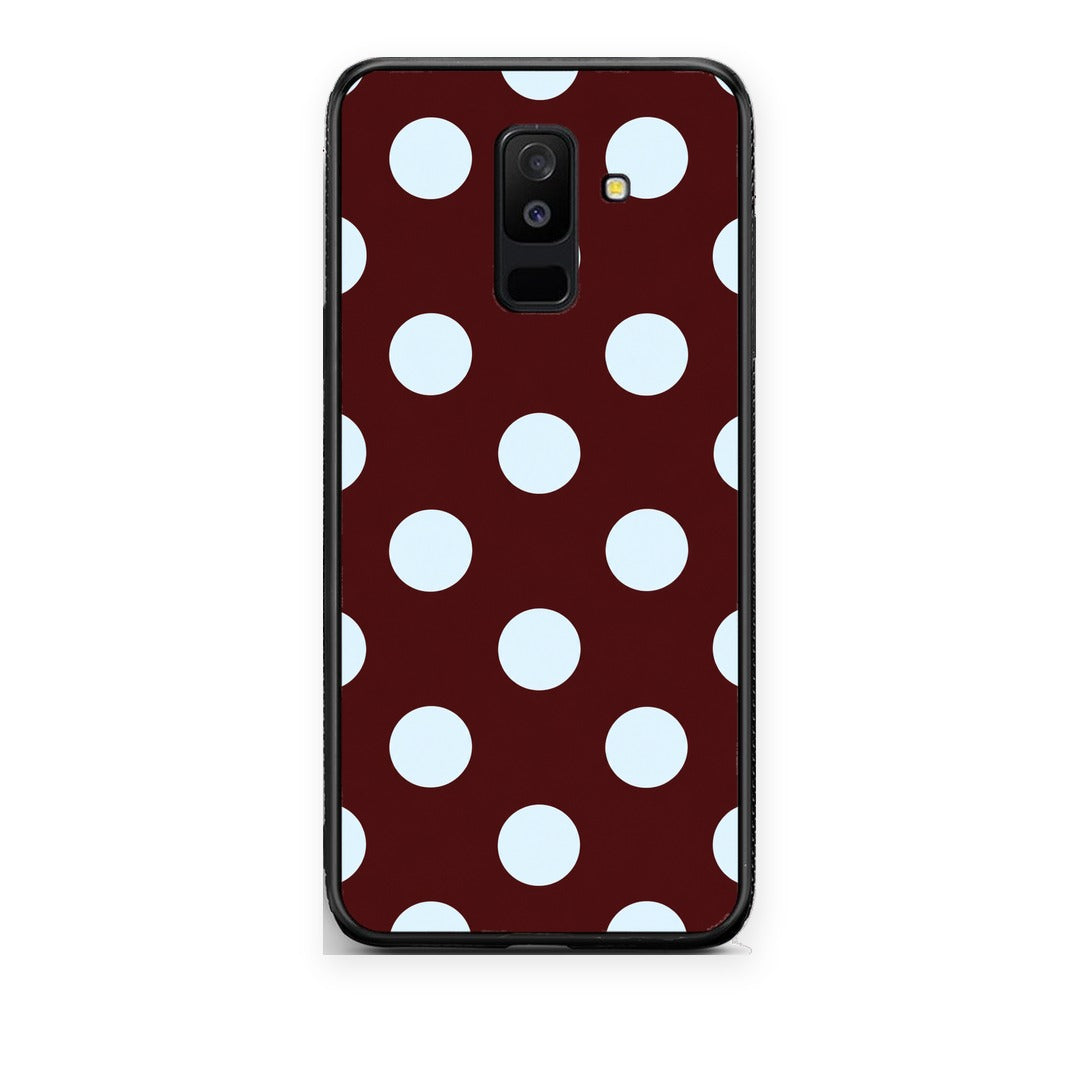 Θήκη Samsung Galaxy A6+ 2018 Pale Blue Large Polka Dots on Burgundy από τη Smartfits με σχέδιο στο πίσω μέρος και μαύρο περίβλημα | Samsung Galaxy A6+ 2018 Pale Blue Large Polka Dots on Burgundy case with colorful back and black bezels