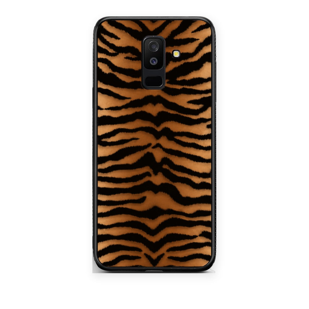 Θήκη Samsung Galaxy A6+ 2018 Tiger Print Orange and Black από τη Smartfits με σχέδιο στο πίσω μέρος και μαύρο περίβλημα | Samsung Galaxy A6+ 2018 Tiger Print Orange and Black case with colorful back and black bezels