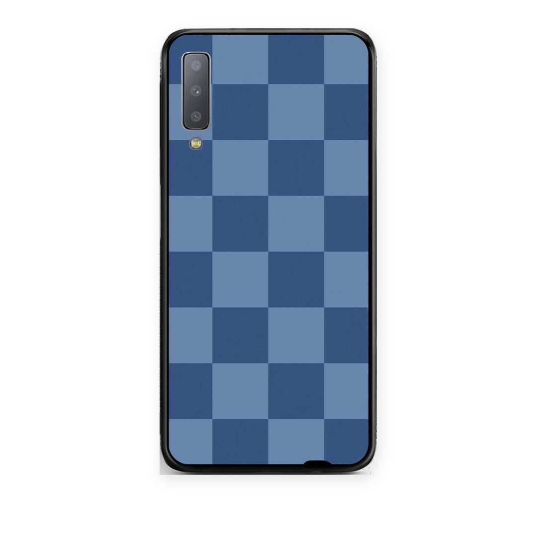 Θήκη Samsung Galaxy A7 2018 Denim Blue Checkerboard από τη Smartfits με σχέδιο στο πίσω μέρος και μαύρο περίβλημα | Samsung Galaxy A7 2018 Denim Blue Checkerboard case with colorful back and black bezels