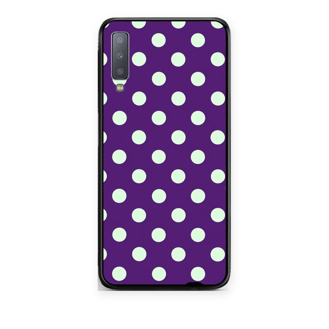Θήκη Samsung Galaxy A7 2018 Mint Polka Dots on Purple από τη Smartfits με σχέδιο στο πίσω μέρος και μαύρο περίβλημα | Samsung Galaxy A7 2018 Mint Polka Dots on Purple case with colorful back and black bezels