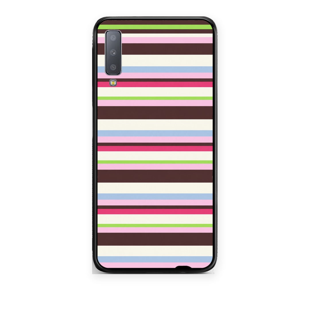 Θήκη Samsung Galaxy A7 2018 Multicolour Horizontal Stripes από τη Smartfits με σχέδιο στο πίσω μέρος και μαύρο περίβλημα | Samsung Galaxy A7 2018 Multicolour Horizontal Stripes case with colorful back and black bezels