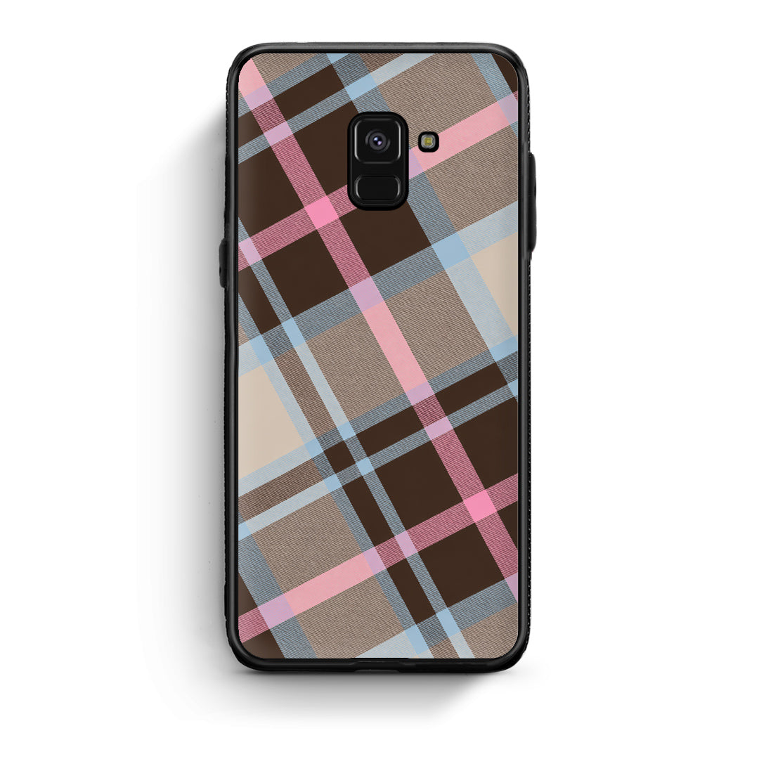 Θήκη Samsung Galaxy A8 Brown Pink and Blue Diagonal Plaid από τη Smartfits με σχέδιο στο πίσω μέρος και μαύρο περίβλημα | Samsung Galaxy A8 Brown Pink and Blue Diagonal Plaid case with colorful back and black bezels