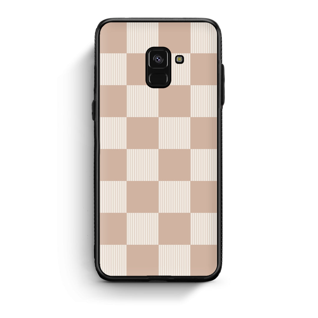 Θήκη Samsung Galaxy A8 Latte and Cream Striped Checks από τη Smartfits με σχέδιο στο πίσω μέρος και μαύρο περίβλημα | Samsung Galaxy A8 Latte and Cream Striped Checks case with colorful back and black bezels