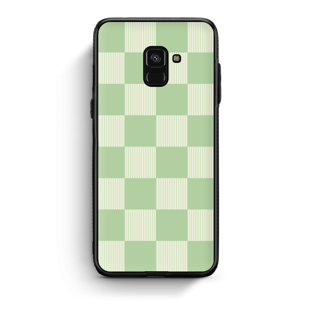 Θήκη Samsung Galaxy A8 Sage and Cream Striped Checks από τη Smartfits με σχέδιο στο πίσω μέρος και μαύρο περίβλημα | Samsung Galaxy A8 Sage and Cream Striped Checks case with colorful back and black bezels