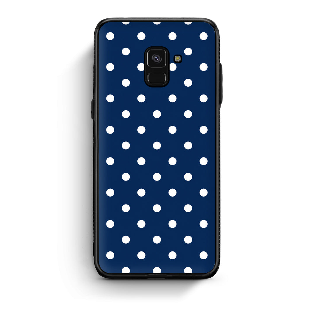 Θήκη Samsung Galaxy A8 White Small Polka Dots on Navy από τη Smartfits με σχέδιο στο πίσω μέρος και μαύρο περίβλημα | Samsung Galaxy A8 White Small Polka Dots on Navy case with colorful back and black bezels