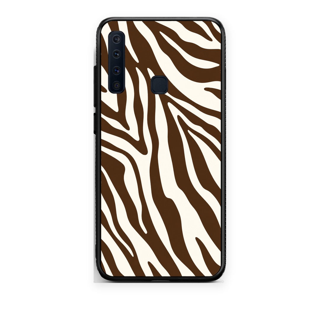 Θήκη Samsung Galaxy A9 Brown and Cream Zebra Stripes από τη Smartfits με σχέδιο στο πίσω μέρος και μαύρο περίβλημα | Samsung Galaxy A9 Brown and Cream Zebra Stripes case with colorful back and black bezels