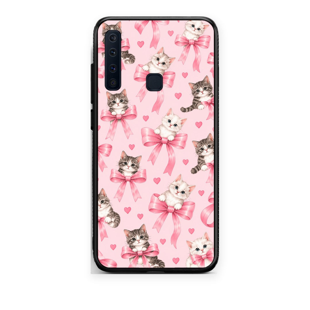 Θήκη Samsung Galaxy A9 Kittens and Pink Bows on Pink από τη Smartfits με σχέδιο στο πίσω μέρος και μαύρο περίβλημα | Samsung Galaxy A9 Kittens and Pink Bows on Pink case with colorful back and black bezels