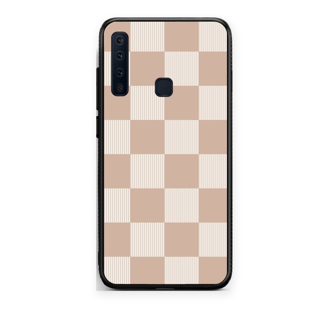 Θήκη Samsung Galaxy A9 Latte and Cream Striped Checks από τη Smartfits με σχέδιο στο πίσω μέρος και μαύρο περίβλημα | Samsung Galaxy A9 Latte and Cream Striped Checks case with colorful back and black bezels