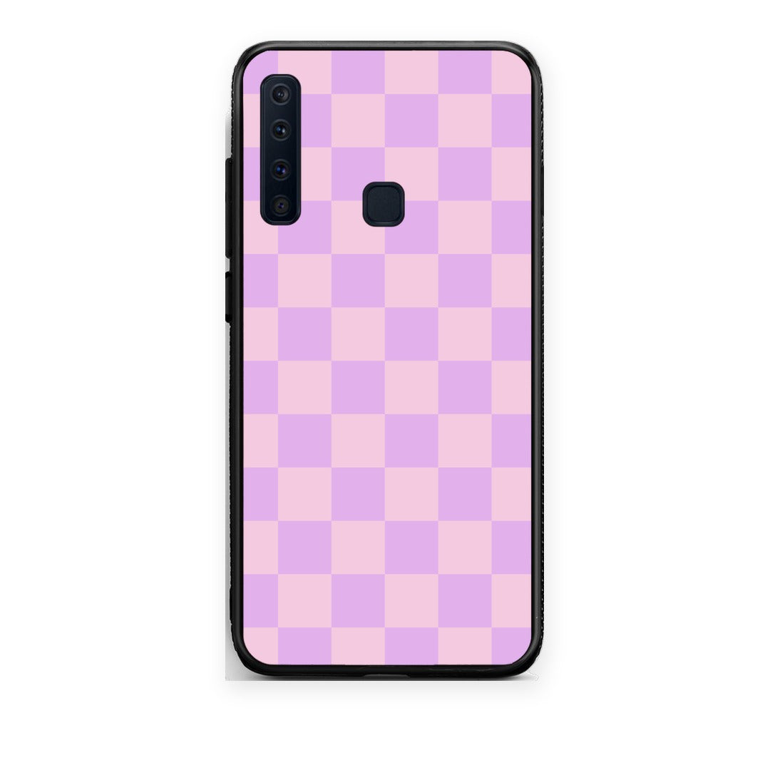 Θήκη Samsung Galaxy A9 Lavender and Pink Checkerboard από τη Smartfits με σχέδιο στο πίσω μέρος και μαύρο περίβλημα | Samsung Galaxy A9 Lavender and Pink Checkerboard case with colorful back and black bezels