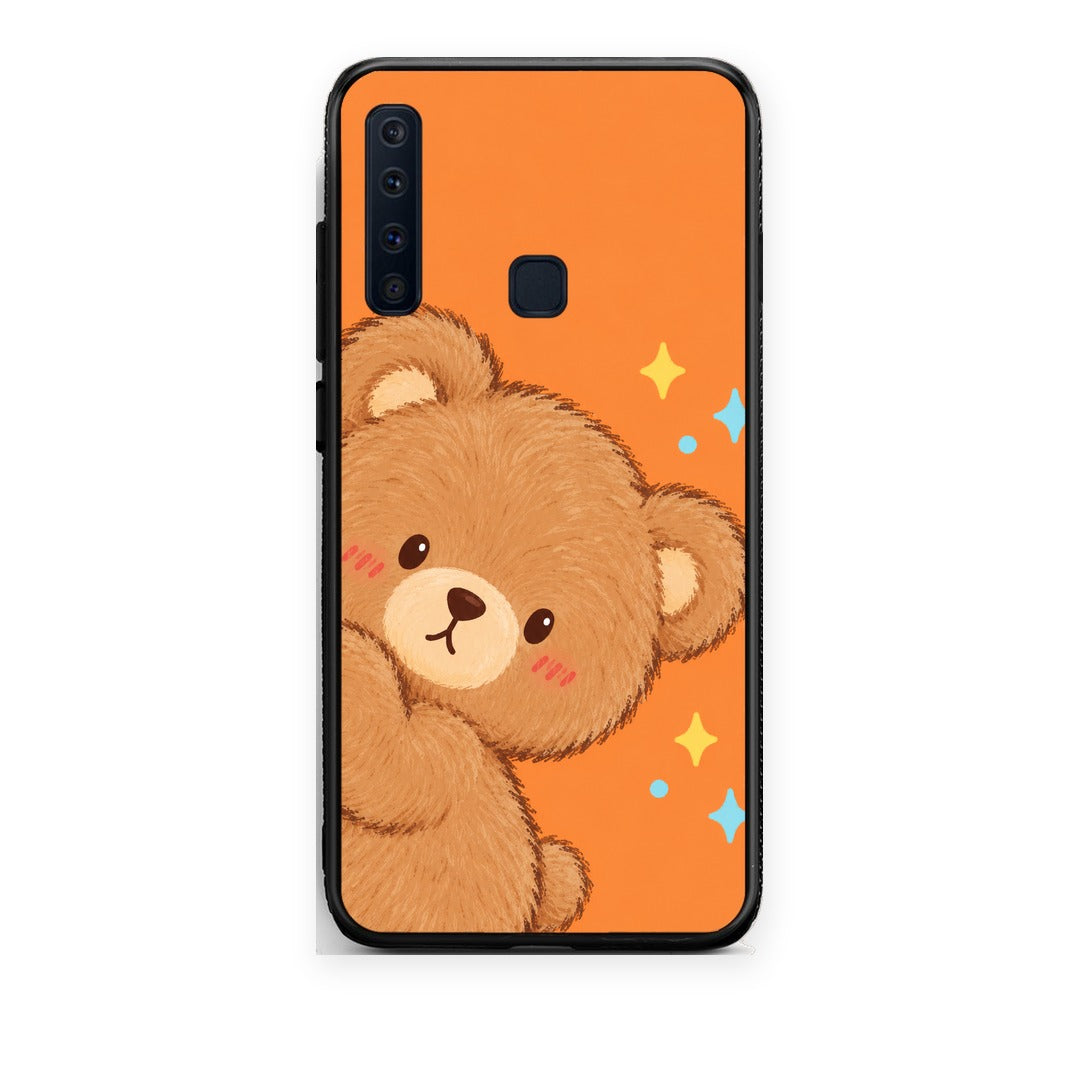 Θήκη Samsung Galaxy A9 Peekaboo Teddy on Orange από τη Smartfits με σχέδιο στο πίσω μέρος και μαύρο περίβλημα | Samsung Galaxy A9 Peekaboo Teddy on Orange case with colorful back and black bezels