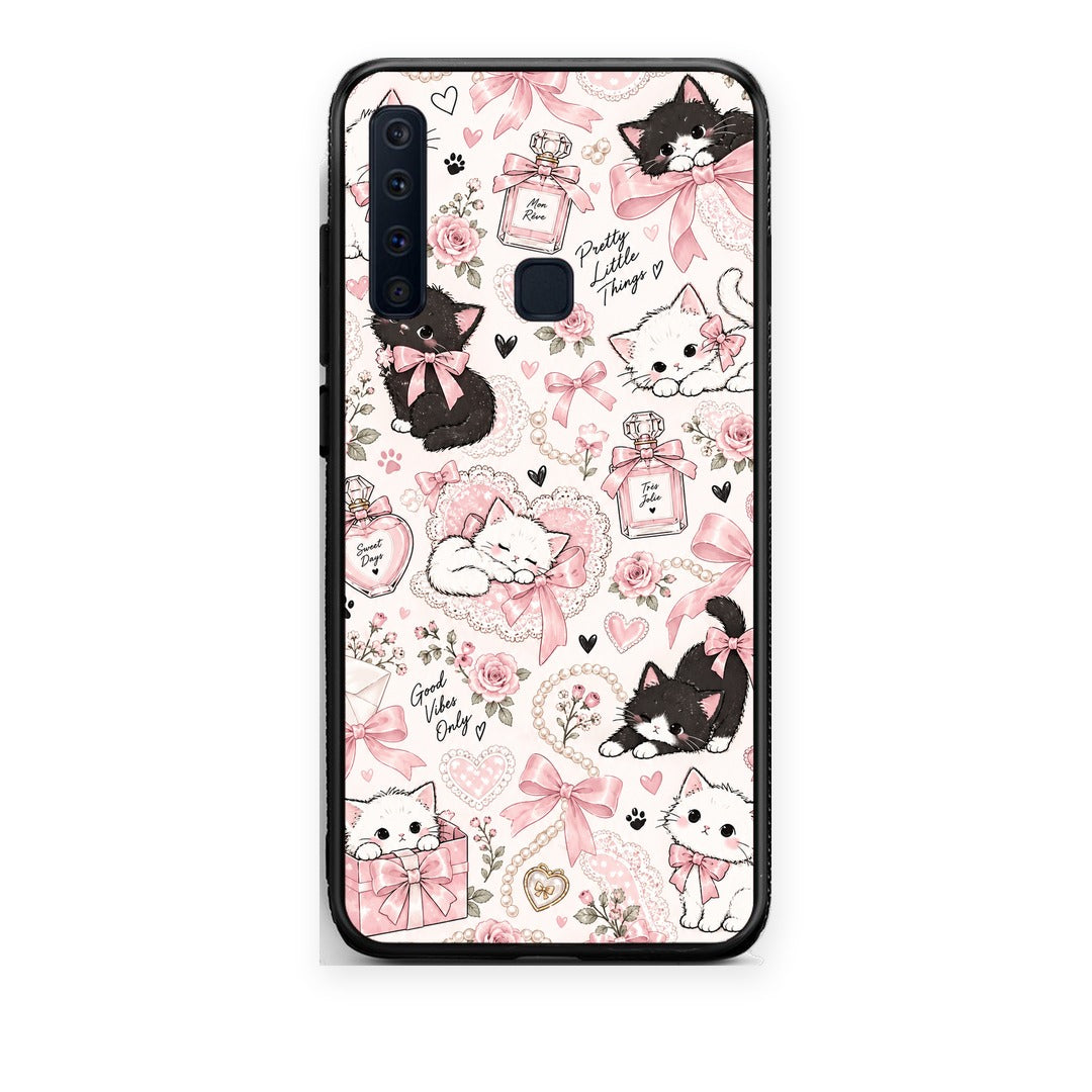 Θήκη Samsung Galaxy A9 Pink Bows and Kittens Collage από τη Smartfits με σχέδιο στο πίσω μέρος και μαύρο περίβλημα | Samsung Galaxy A9 Pink Bows and Kittens Collage case with colorful back and black bezels