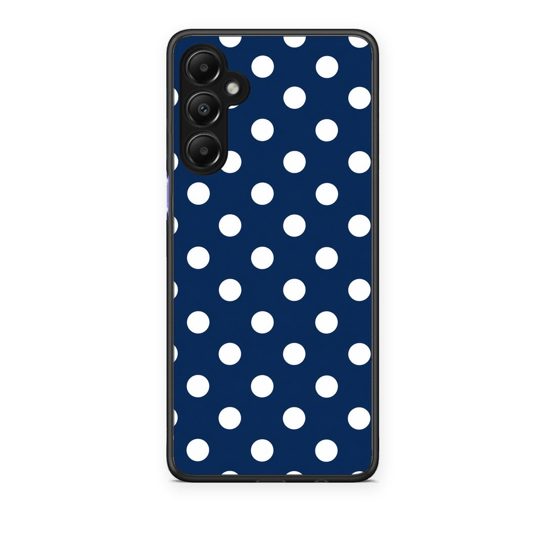 Θήκη Samsung Galaxy A05s White Large Polka Dots on Navy από τη Smartfits με σχέδιο στο πίσω μέρος και μαύρο περίβλημα | Samsung Galaxy A05s White Large Polka Dots on Navy case with colorful back and black bezels