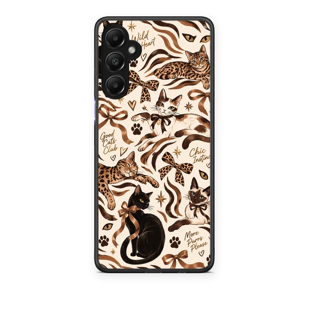 Θήκη Samsung Galaxy A05s Wild Cats and Animal Print Collage από τη Smartfits με σχέδιο στο πίσω μέρος και μαύρο περίβλημα | Samsung Galaxy A05s Wild Cats and Animal Print Collage case with colorful back and black bezels
