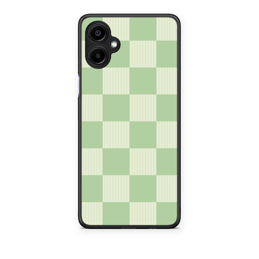 Θήκη Samsung Galaxy A06 Sage and Cream Striped Checks από τη Smartfits με σχέδιο στο πίσω μέρος και μαύρο περίβλημα | Samsung Galaxy A06 Sage and Cream Striped Checks case with colorful back and black bezels
