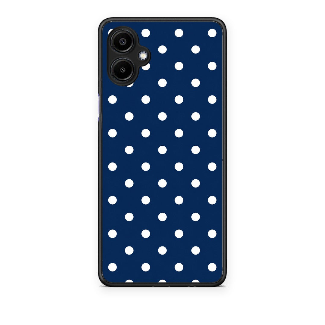 Θήκη Samsung Galaxy A06 White Small Polka Dots on Navy από τη Smartfits με σχέδιο στο πίσω μέρος και μαύρο περίβλημα | Samsung Galaxy A06 White Small Polka Dots on Navy case with colorful back and black bezels
