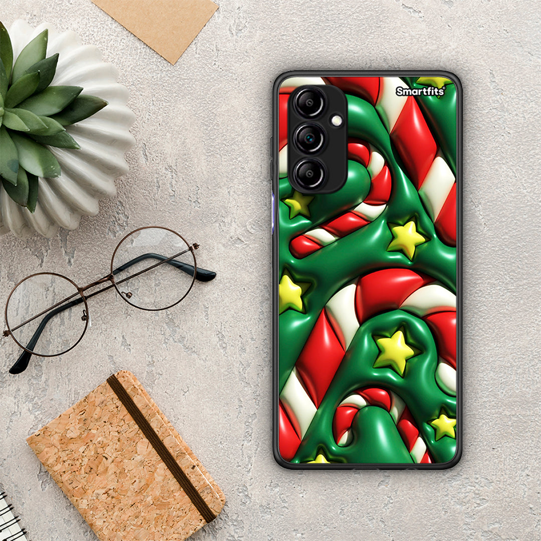 Θήκη Samsung Galaxy A14 / A14 5G Christmas Bubbles από τη Smartfits με σχέδιο στο πίσω μέρος και μαύρο περίβλημα | Samsung Galaxy A14 / A14 5G Christmas Bubbles Case with Colorful Back and Black Bezels
