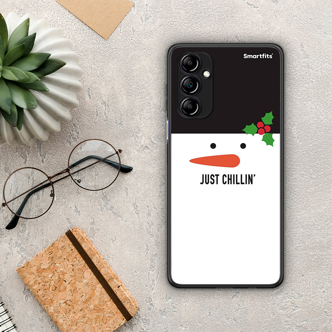 Θήκη Samsung Galaxy A14 / A14 5G Christmas Chillin από τη Smartfits με σχέδιο στο πίσω μέρος και μαύρο περίβλημα | Samsung Galaxy A14 / A14 5G Christmas Chillin Case with Colorful Back and Black Bezels
