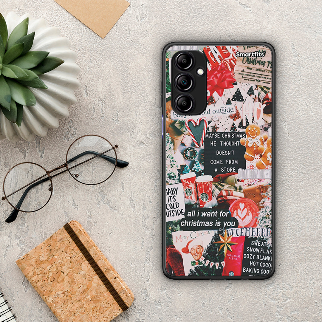 Θήκη Samsung Galaxy A14 / A14 5G Christmas Happiness από τη Smartfits με σχέδιο στο πίσω μέρος και μαύρο περίβλημα | Samsung Galaxy A14 / A14 5G Christmas Happiness Case with Colorful Back and Black Bezels