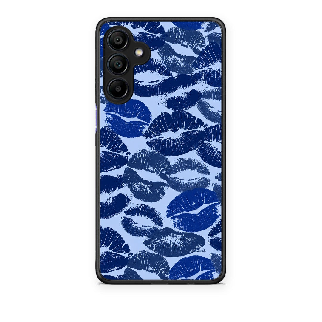 Θήκη Samsung Galaxy A15 4G / 5G Blue Lipstick Kisses από τη Smartfits με σχέδιο στο πίσω μέρος και μαύρο περίβλημα | Samsung Galaxy A15 4G / 5G Blue Lipstick Kisses case with colorful back and black bezels