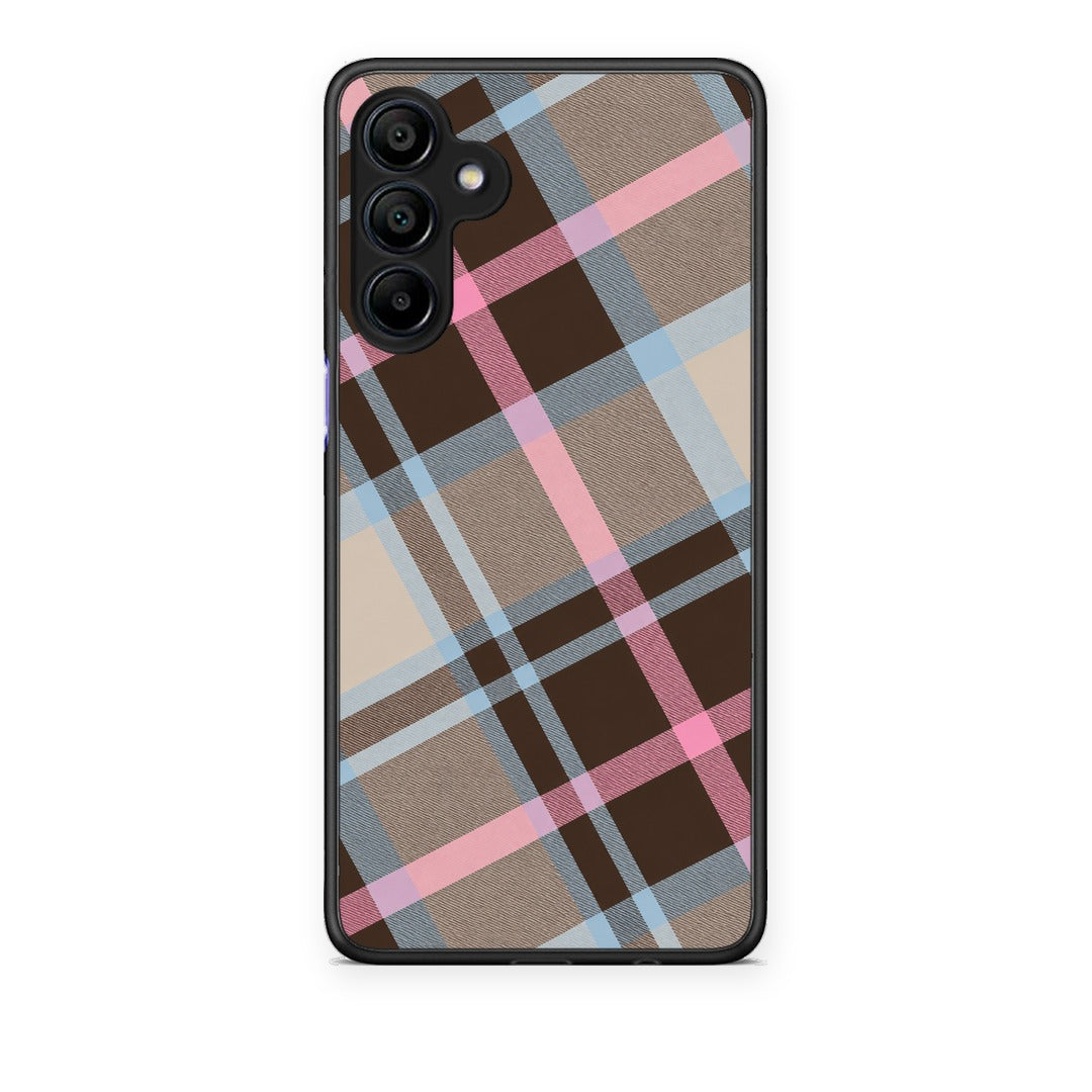 Θήκη Samsung Galaxy A15 4G / 5G Brown Pink and Blue Diagonal Plaid από τη Smartfits με σχέδιο στο πίσω μέρος και μαύρο περίβλημα | Samsung Galaxy A15 4G / 5G Brown Pink and Blue Diagonal Plaid case with colorful back and black bezels