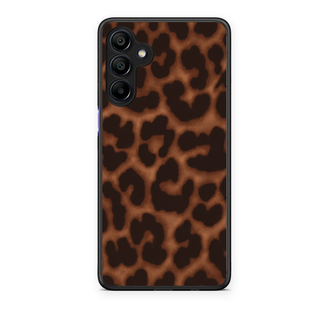 Θήκη Samsung Galaxy A15 4G / 5G Leopard Print Dark Brown από τη Smartfits με σχέδιο στο πίσω μέρος και μαύρο περίβλημα | Samsung Galaxy A15 4G / 5G Leopard Print Dark Brown case with colorful back and black bezels