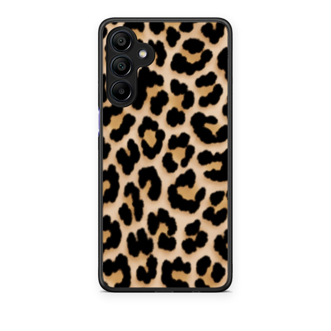 Θήκη Samsung Galaxy A15 4G / 5G Leopard Print Tan Small από τη Smartfits με σχέδιο στο πίσω μέρος και μαύρο περίβλημα | Samsung Galaxy A15 4G / 5G Leopard Print Tan Small case with colorful back and black bezels