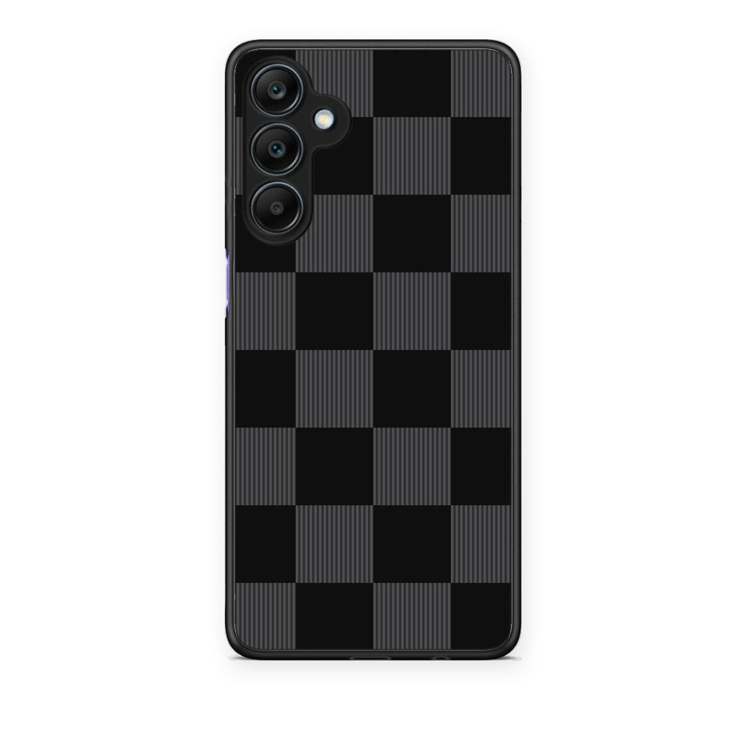 Θήκη Samsung Galaxy A25 5G Black and Charcoal Striped Checks από τη Smartfits με σχέδιο στο πίσω μέρος και μαύρο περίβλημα | Samsung Galaxy A25 5G Black and Charcoal Striped Checks case with colorful back and black bezels