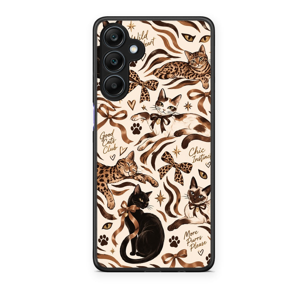 Θήκη Samsung Galaxy A25 5G Wild Cats and Animal Print Collage από τη Smartfits με σχέδιο στο πίσω μέρος και μαύρο περίβλημα | Samsung Galaxy A25 5G Wild Cats and Animal Print Collage case with colorful back and black bezels