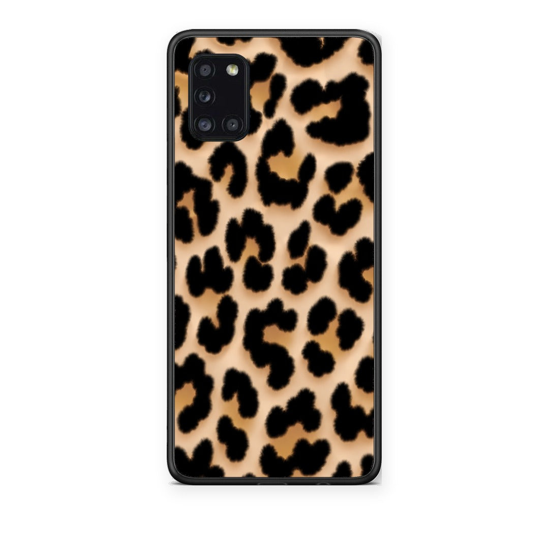 Θήκη Samsung Galaxy A31 Leopard Print Tan Large από τη Smartfits με σχέδιο στο πίσω μέρος και μαύρο περίβλημα | Samsung Galaxy A31 Leopard Print Tan Large case with colorful back and black bezels