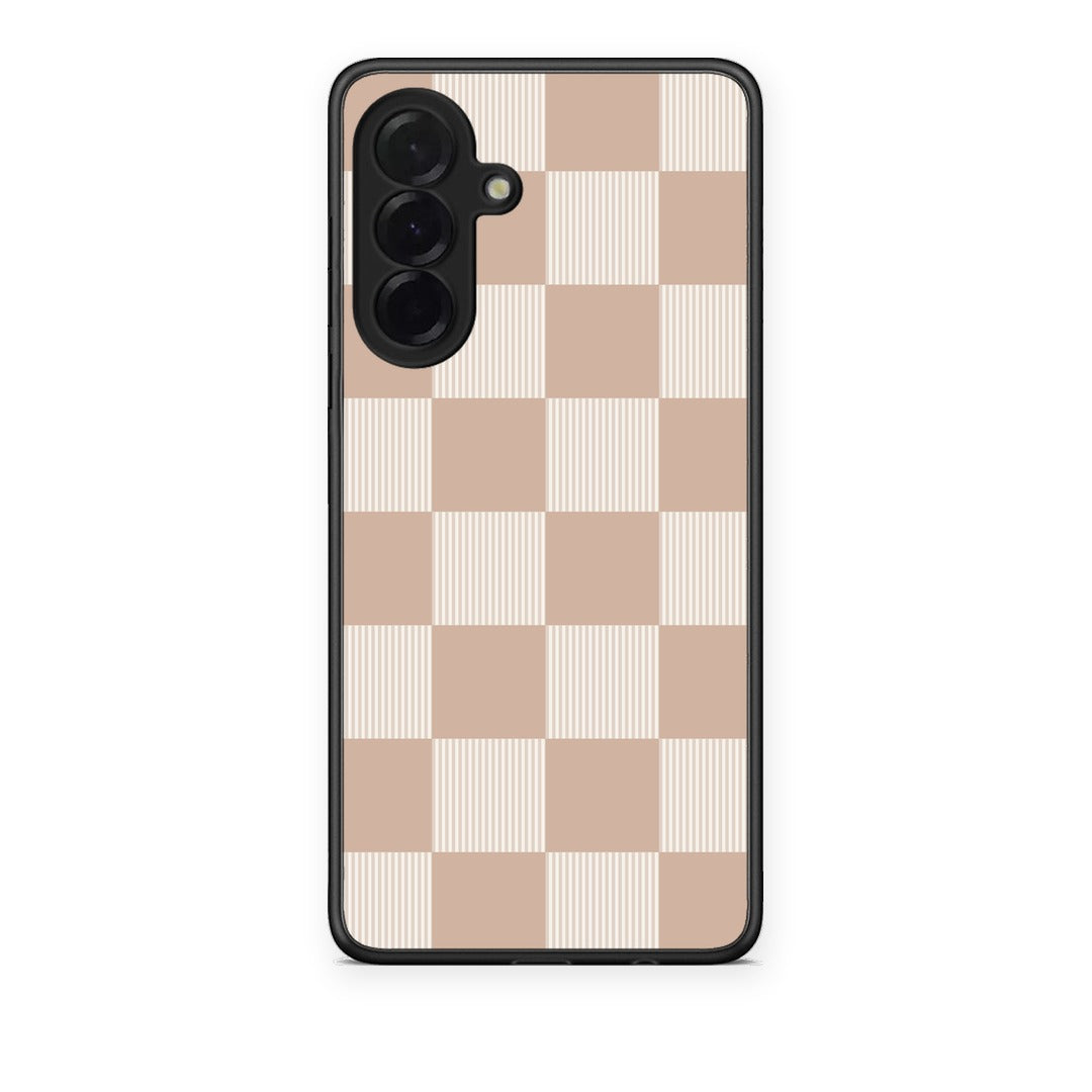 Θήκη Samsung Galaxy A36 Latte and Cream Striped Checks από τη Smartfits με σχέδιο στο πίσω μέρος και μαύρο περίβλημα | Samsung Galaxy A36 Latte and Cream Striped Checks case with colorful back and black bezels