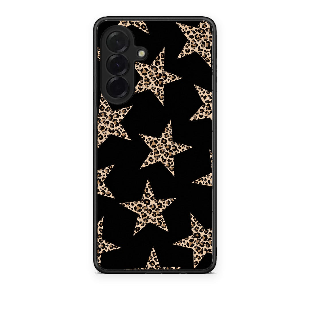 Θήκη Samsung Galaxy A36 Leopard Stars on Black από τη Smartfits με σχέδιο στο πίσω μέρος και μαύρο περίβλημα | Samsung Galaxy A36 Leopard Stars on Black case with colorful back and black bezels