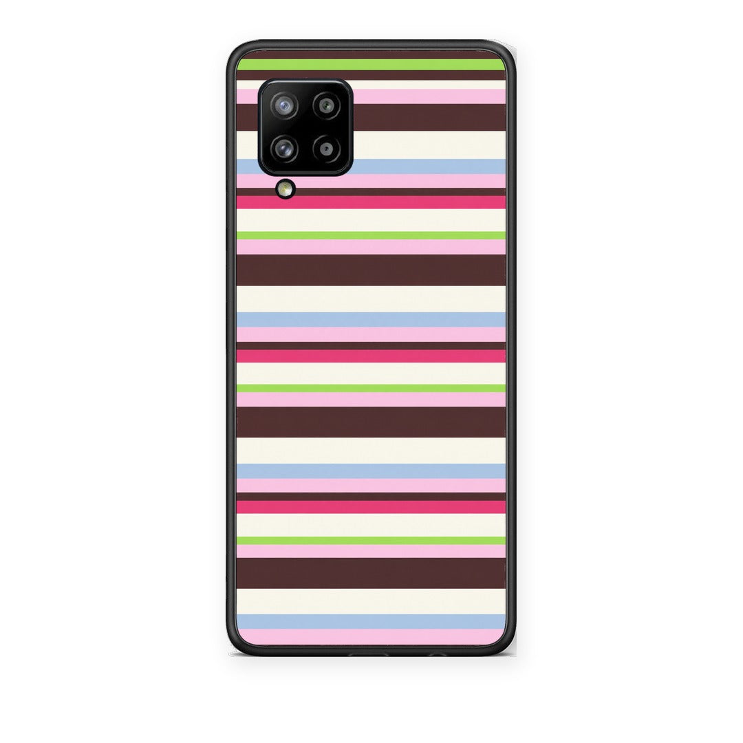 Θήκη Samsung Galaxy A42 Multicolour Horizontal Stripes από τη Smartfits με σχέδιο στο πίσω μέρος και μαύρο περίβλημα | Samsung Galaxy A42 Multicolour Horizontal Stripes case with colorful back and black bezels