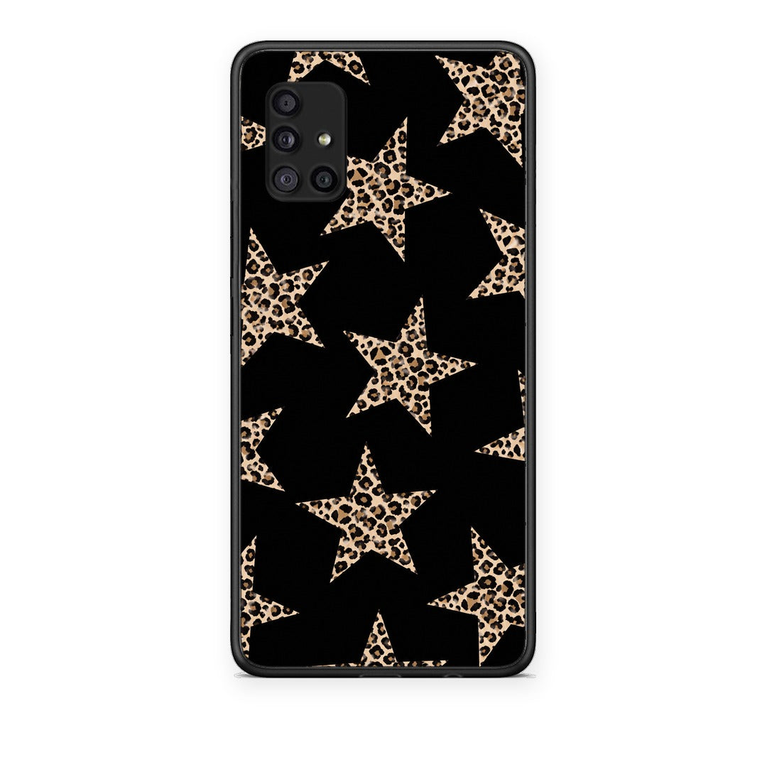 Θήκη Samsung Galaxy A51 5G Leopard Stars on Black από τη Smartfits με σχέδιο στο πίσω μέρος και μαύρο περίβλημα | Samsung Galaxy A51 5G Leopard Stars on Black case with colorful back and black bezels