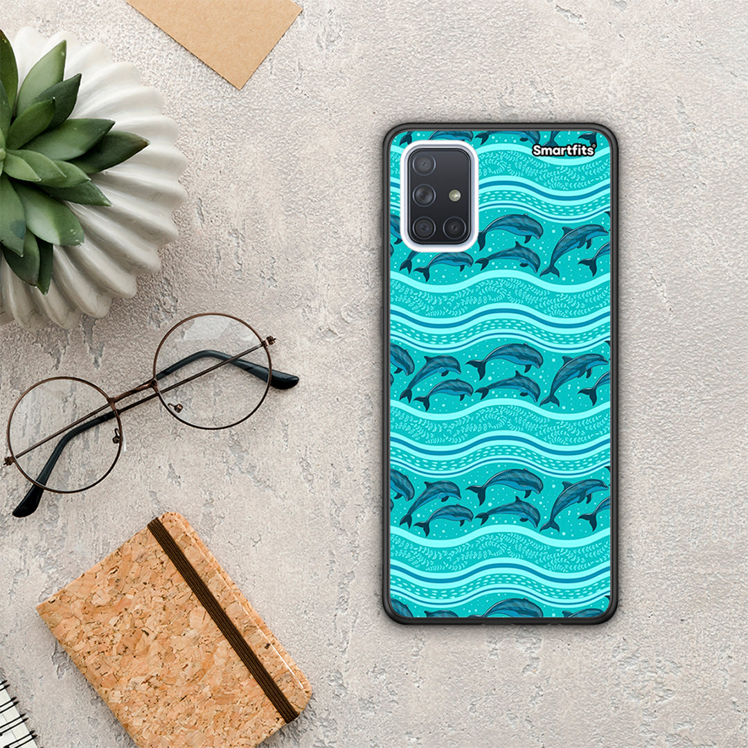 Swimming Dolphins - Samsung Galaxy A51 θήκη