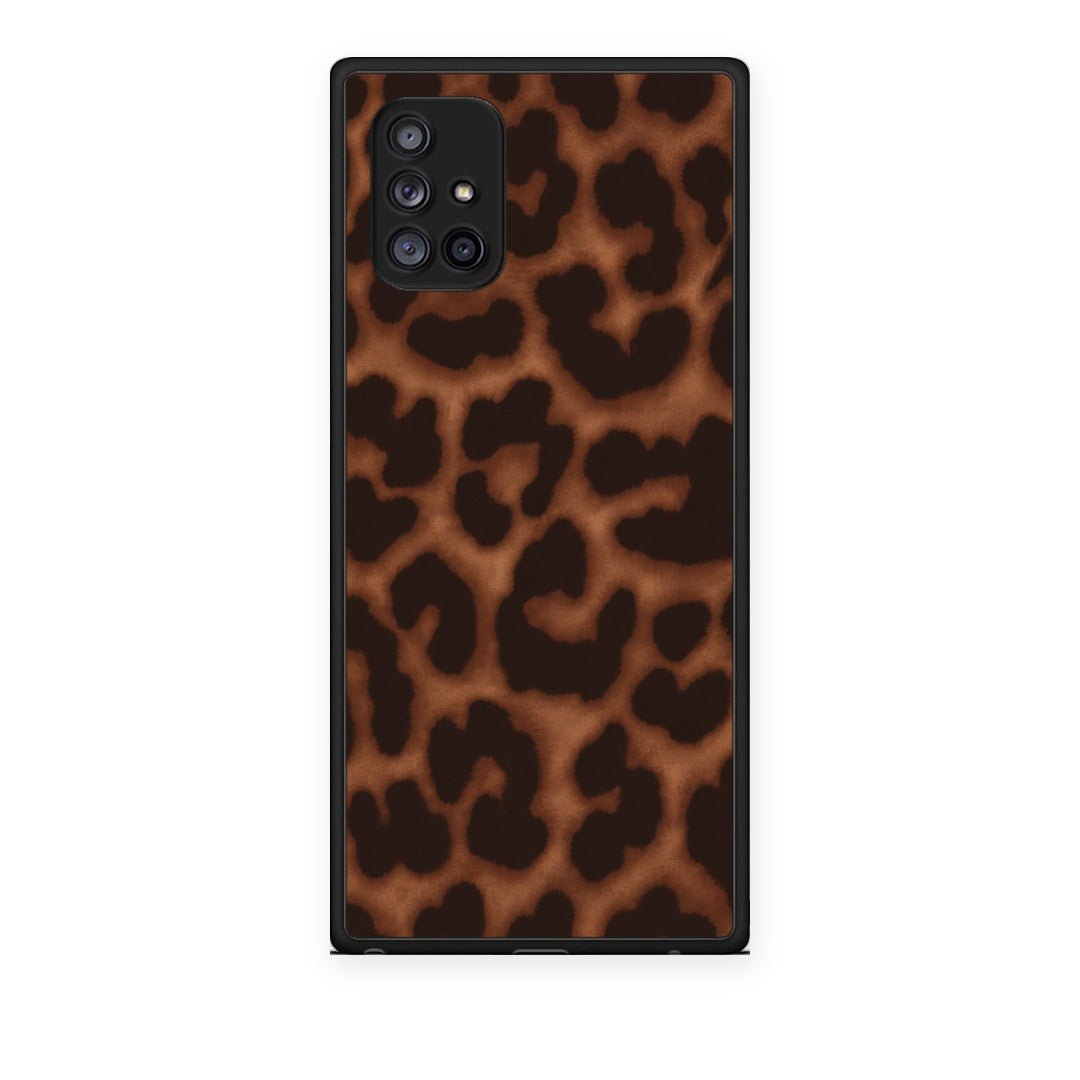 Θήκη Samsung Galaxy A71 5G Leopard Print Dark Brown από τη Smartfits με σχέδιο στο πίσω μέρος και μαύρο περίβλημα | Samsung Galaxy A71 5G Leopard Print Dark Brown case with colorful back and black bezels