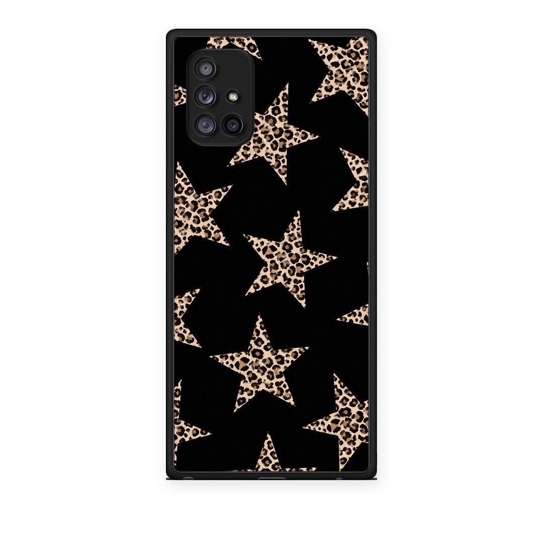Θήκη Samsung Galaxy A71 5G Leopard Stars on Black από τη Smartfits με σχέδιο στο πίσω μέρος και μαύρο περίβλημα | Samsung Galaxy A71 5G Leopard Stars on Black case with colorful back and black bezels