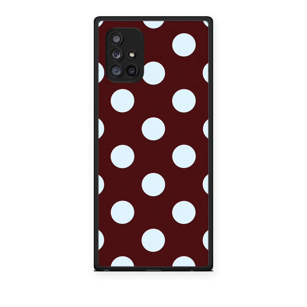 Θήκη Samsung Galaxy A71 5G Pale Blue Large Polka Dots on Burgundy από τη Smartfits με σχέδιο στο πίσω μέρος και μαύρο περίβλημα | Samsung Galaxy A71 5G Pale Blue Large Polka Dots on Burgundy case with colorful back and black bezels