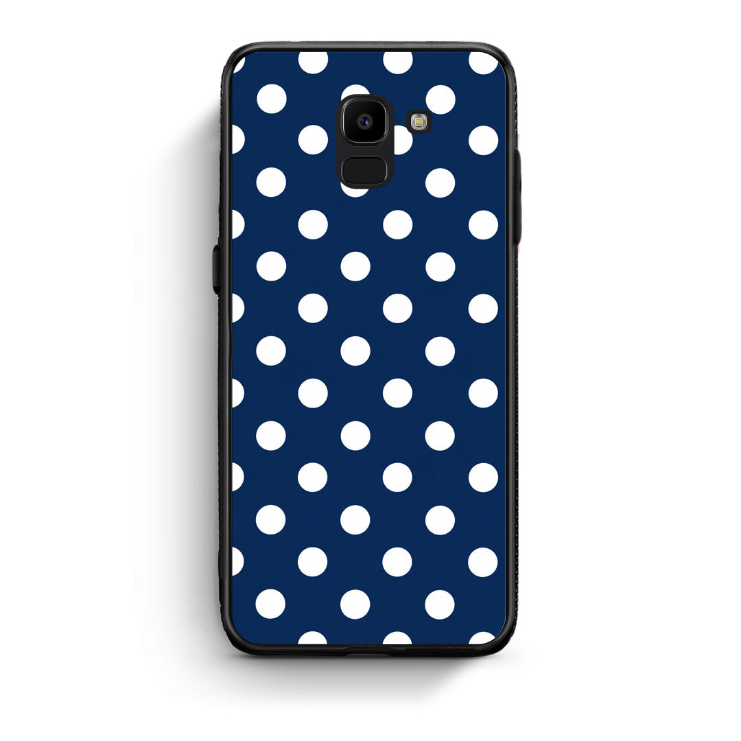Θήκη Samsung Galaxy J6 White Large Polka Dots on Navy από τη Smartfits με σχέδιο στο πίσω μέρος και μαύρο περίβλημα | Samsung Galaxy J6 White Large Polka Dots on Navy case with colorful back and black bezels