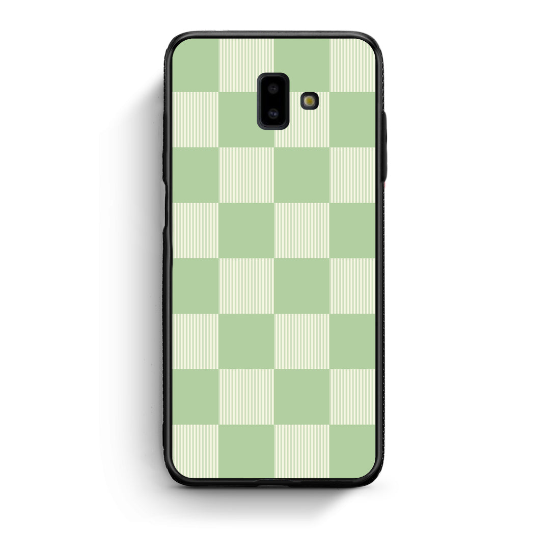 Θήκη Samsung Galaxy J6+ Sage and Cream Striped Checks από τη Smartfits με σχέδιο στο πίσω μέρος και μαύρο περίβλημα | Samsung Galaxy J6+ Sage and Cream Striped Checks case with colorful back and black bezels