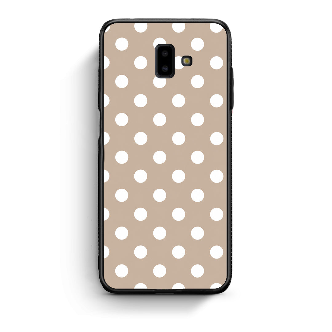 Θήκη Samsung Galaxy J6+ White Polka Dots on Taupe από τη Smartfits με σχέδιο στο πίσω μέρος και μαύρο περίβλημα | Samsung Galaxy J6+ White Polka Dots on Taupe case with colorful back and black bezels