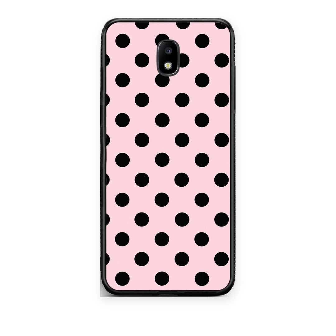 Θήκη Samsung Galaxy J5 2017 Black Polka Dots on Pink από τη Smartfits με σχέδιο στο πίσω μέρος και μαύρο περίβλημα | Samsung Galaxy J5 2017 Black Polka Dots on Pink case with colorful back and black bezels