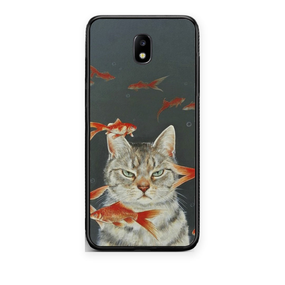 Θήκη Samsung Galaxy J5 2017 Cat Goldfish από τη Smartfits με σχέδιο στο πίσω μέρος και μαύρο περίβλημα | Samsung Galaxy J5 2017 Cat Goldfish case with colorful back and black bezels